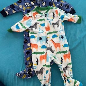 2, 6 month fleece pajamas, Carters, NWOT